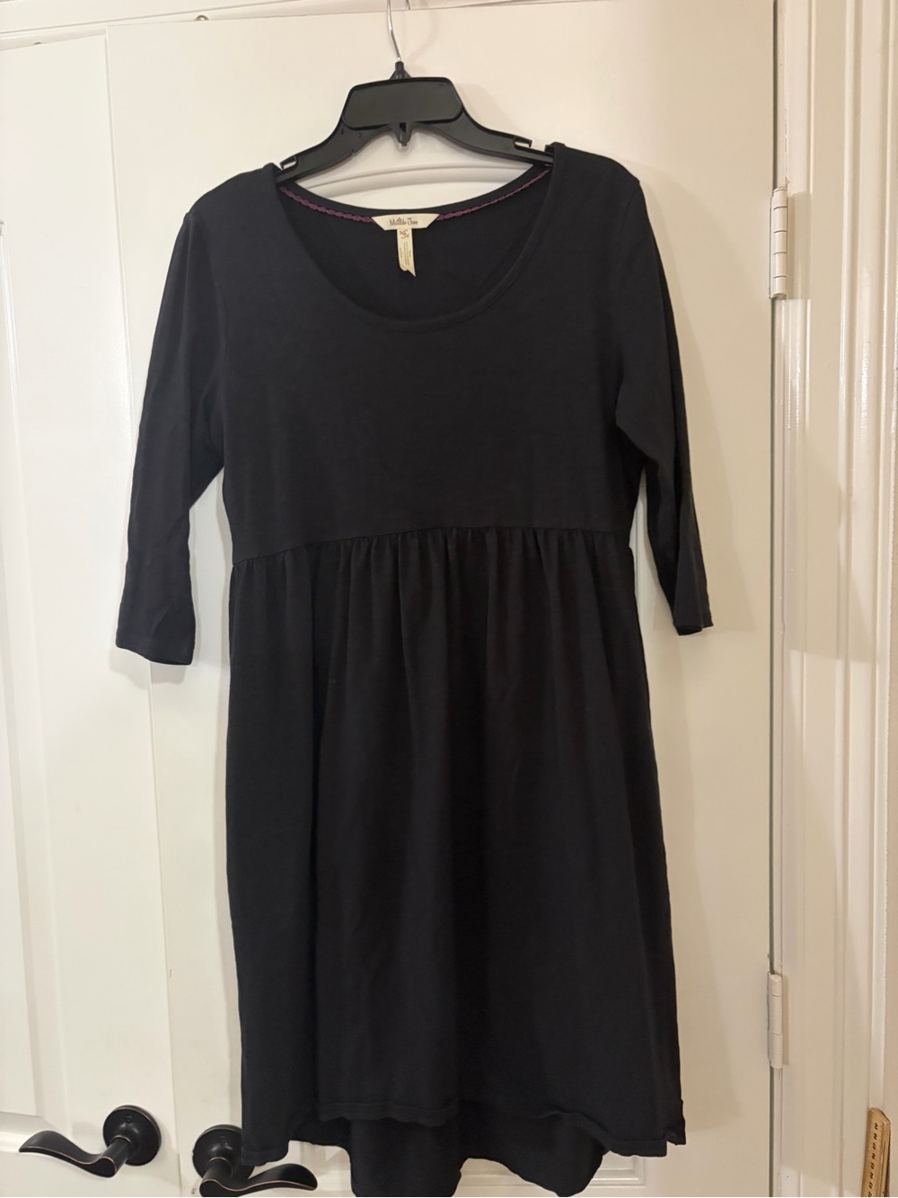 Matilda Jane Black Scoop Neck Midi Dress with Three-Quarter Sleeves